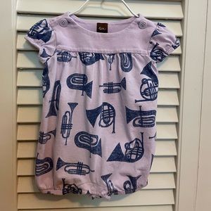 Tea Collection Purple Bubble Outfit w/French Horn Pattern 9-12M